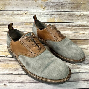 Polo Ralph Lauren Mens Tan Torrington Saddle Suede Leather Oxford Shoes 8.5 D